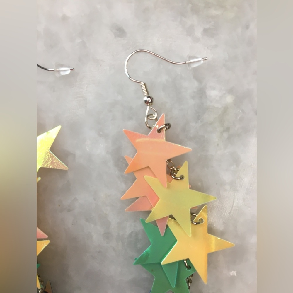 Multicolor Star Dangle Earrings - Picture 7 of 15